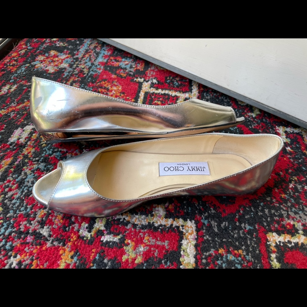 Jimmy Choo Open Toe Silver Flats - image 8